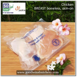 Chicken BREAST BONELESS SKIN-ON ayam dada tanpa tulang SOGOOD FOOD frozen (price/pack 700g 2-3pcs)